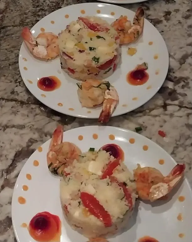 Shrimp and potato timbale