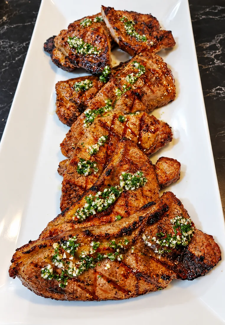 Grilled steaks with chimichurri